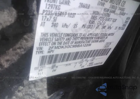 2011 Ford Edge Se from USA, damaged, VIN 2FMDK3GC9BBA12206